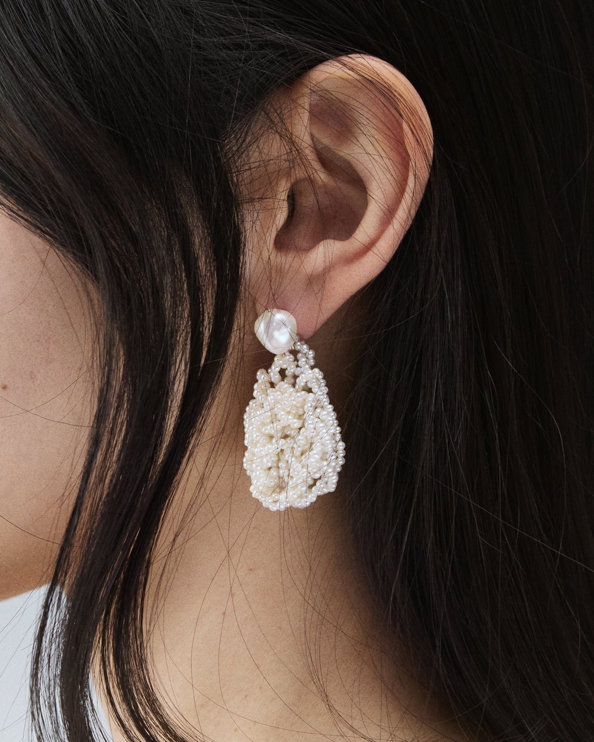 Small Crocheted Pearl Earrings