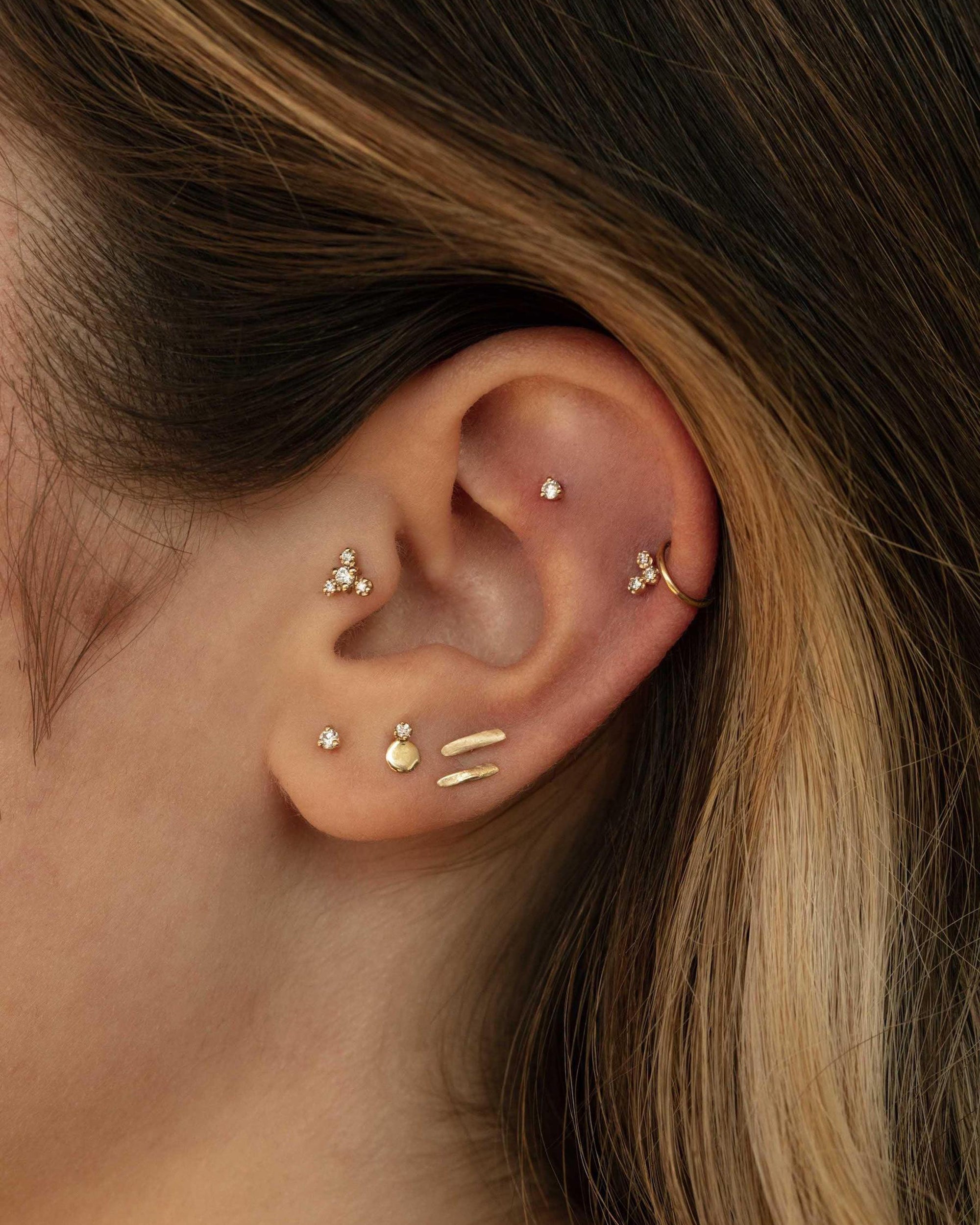 Small Diamond Disc Stud Flat Back Earring
