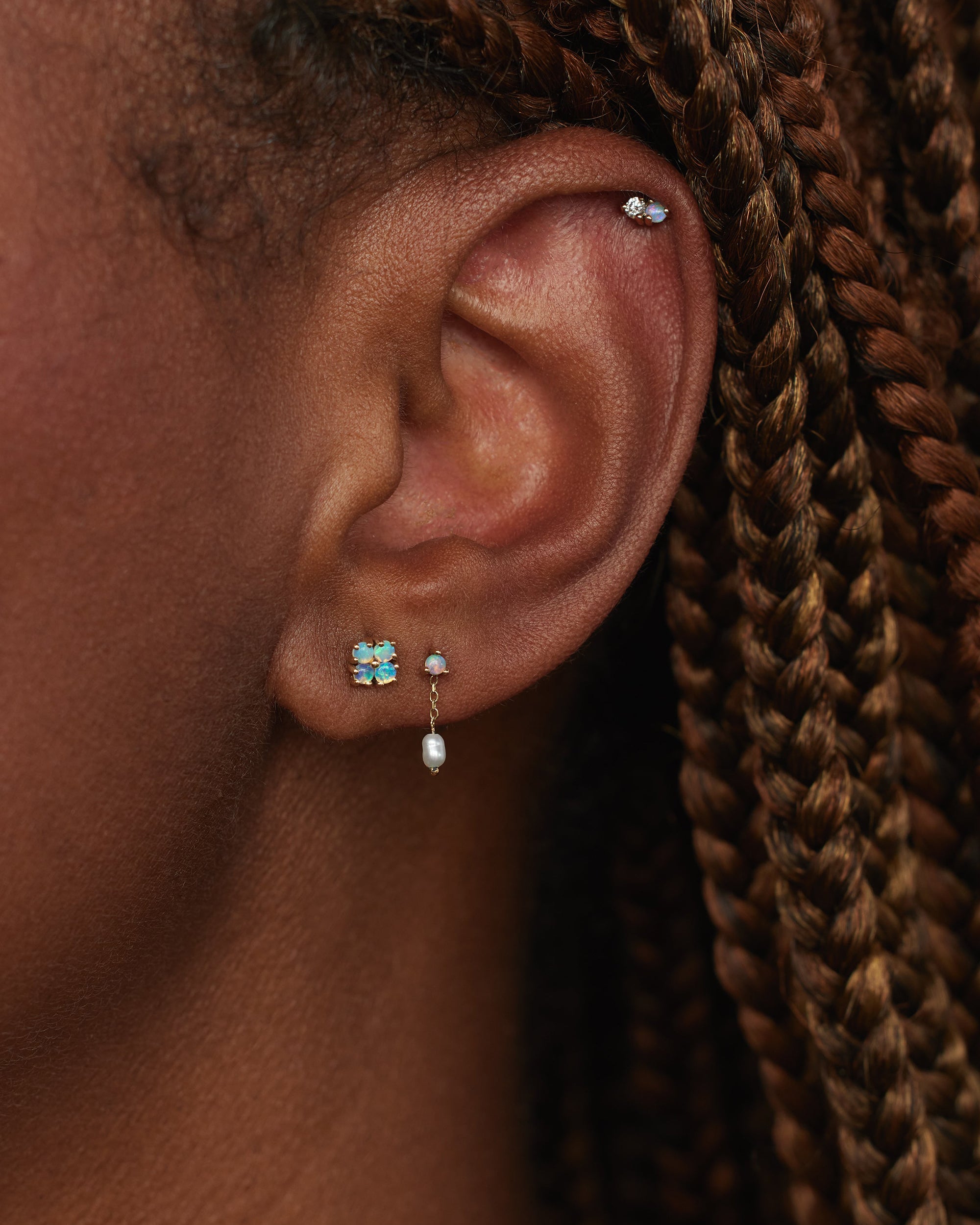 Small Opal Lattice Earring
