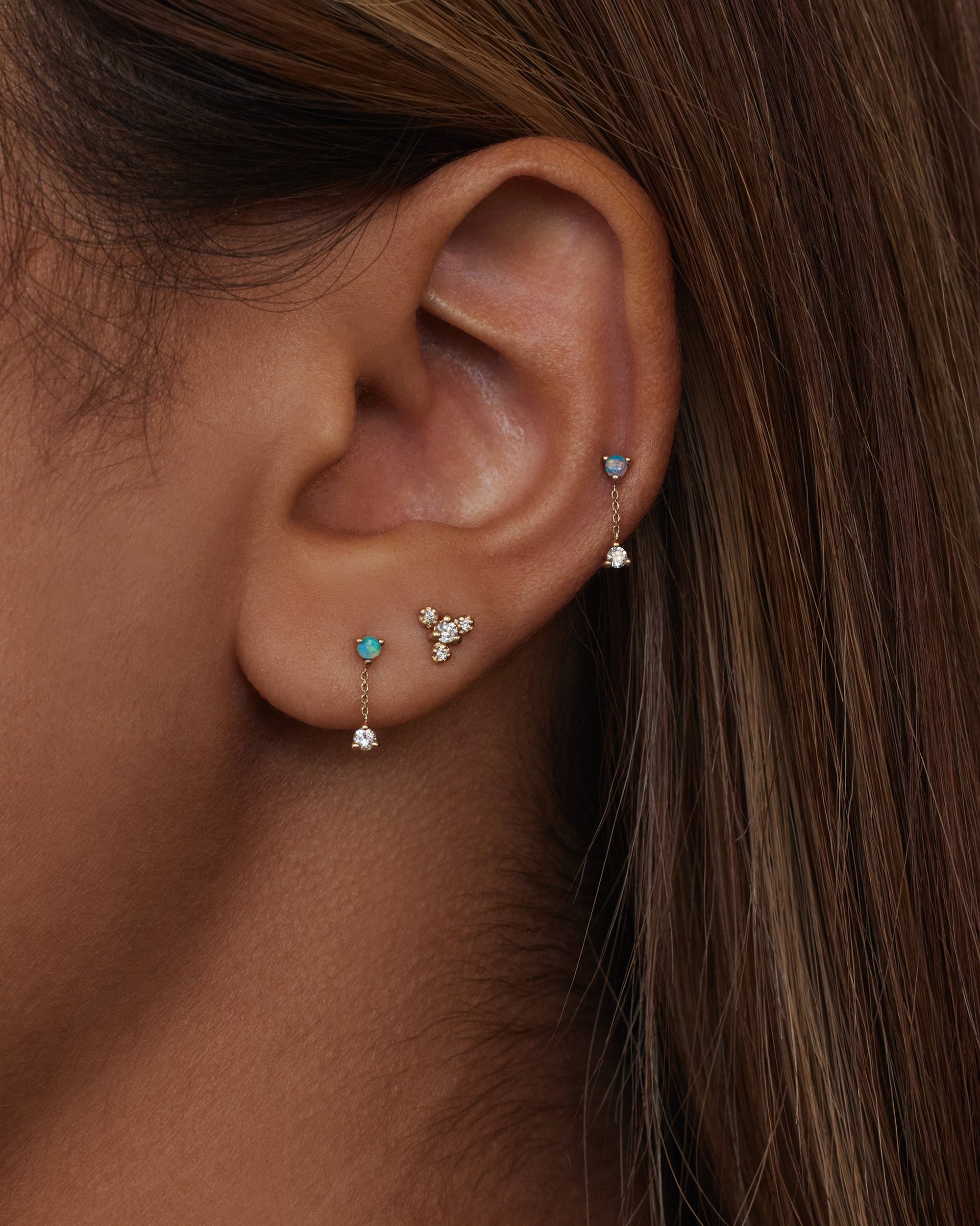 Small Opal Two-Step Chain Earring