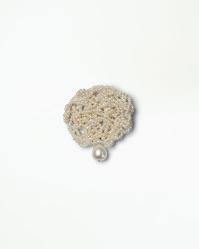 Small Pearl Crocheted Brooch