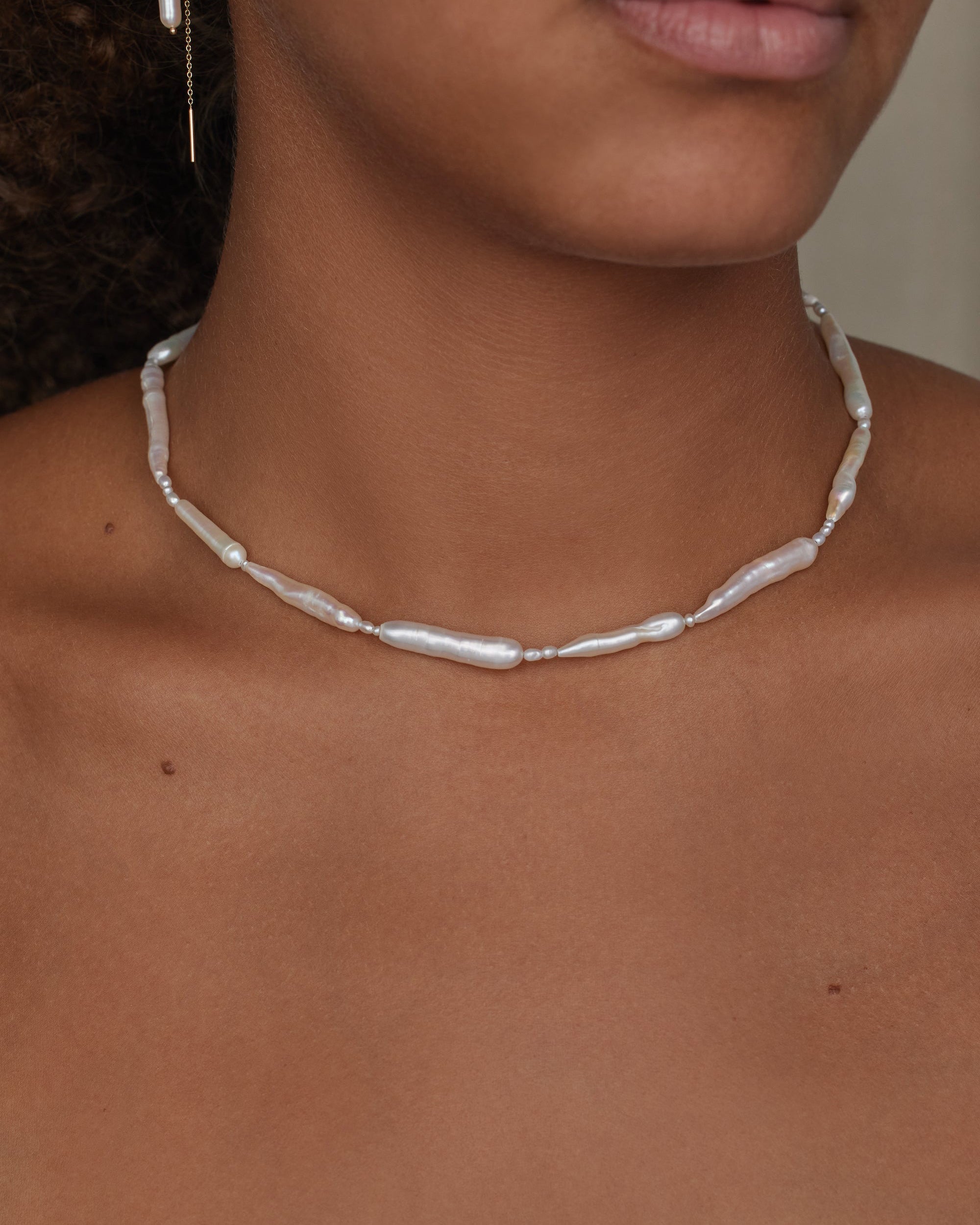 Stem Pearl Patchwork Necklace
