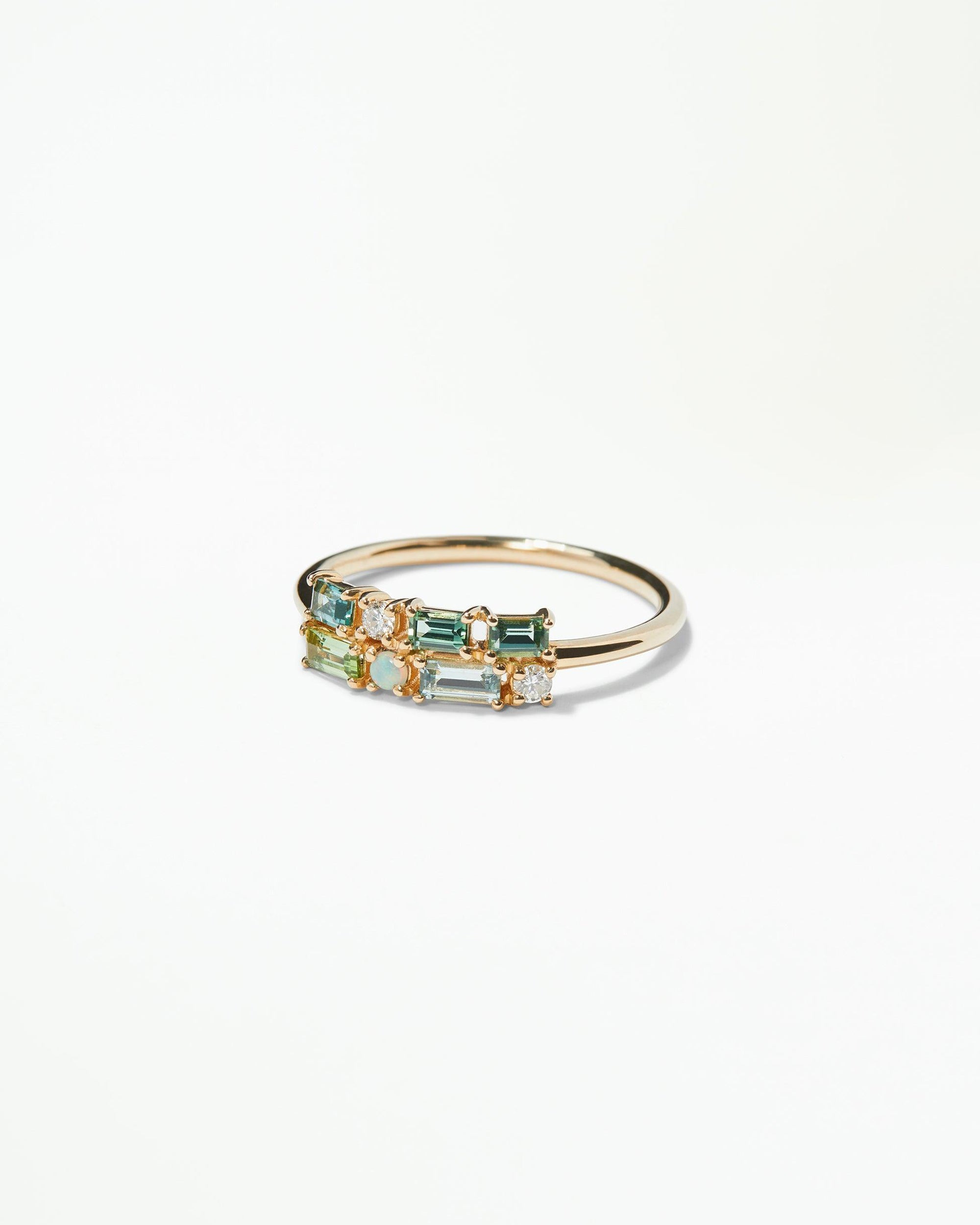 Tourmaline and Diamond Brickwork Ring