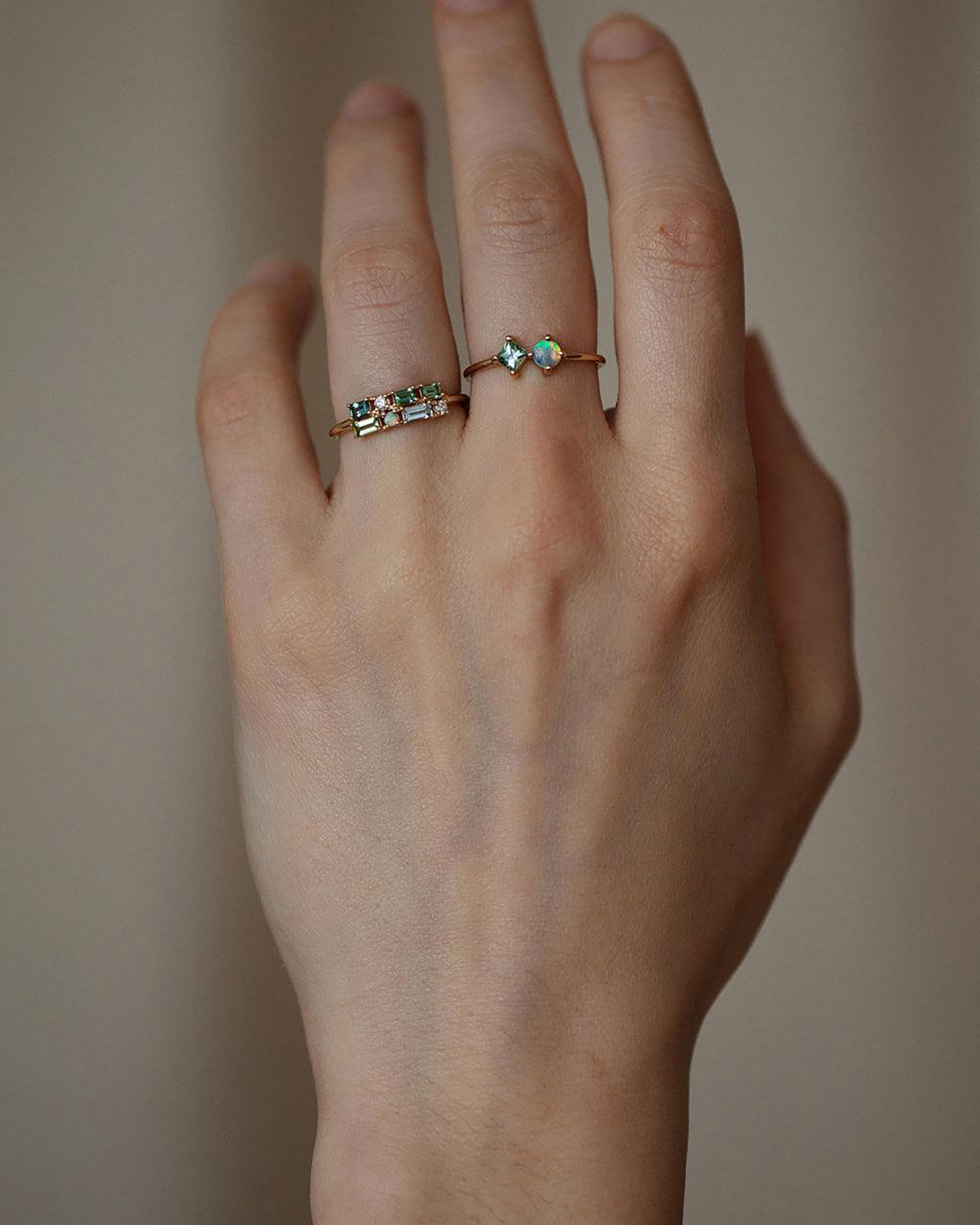 Tourmaline and Diamond Brickwork Ring