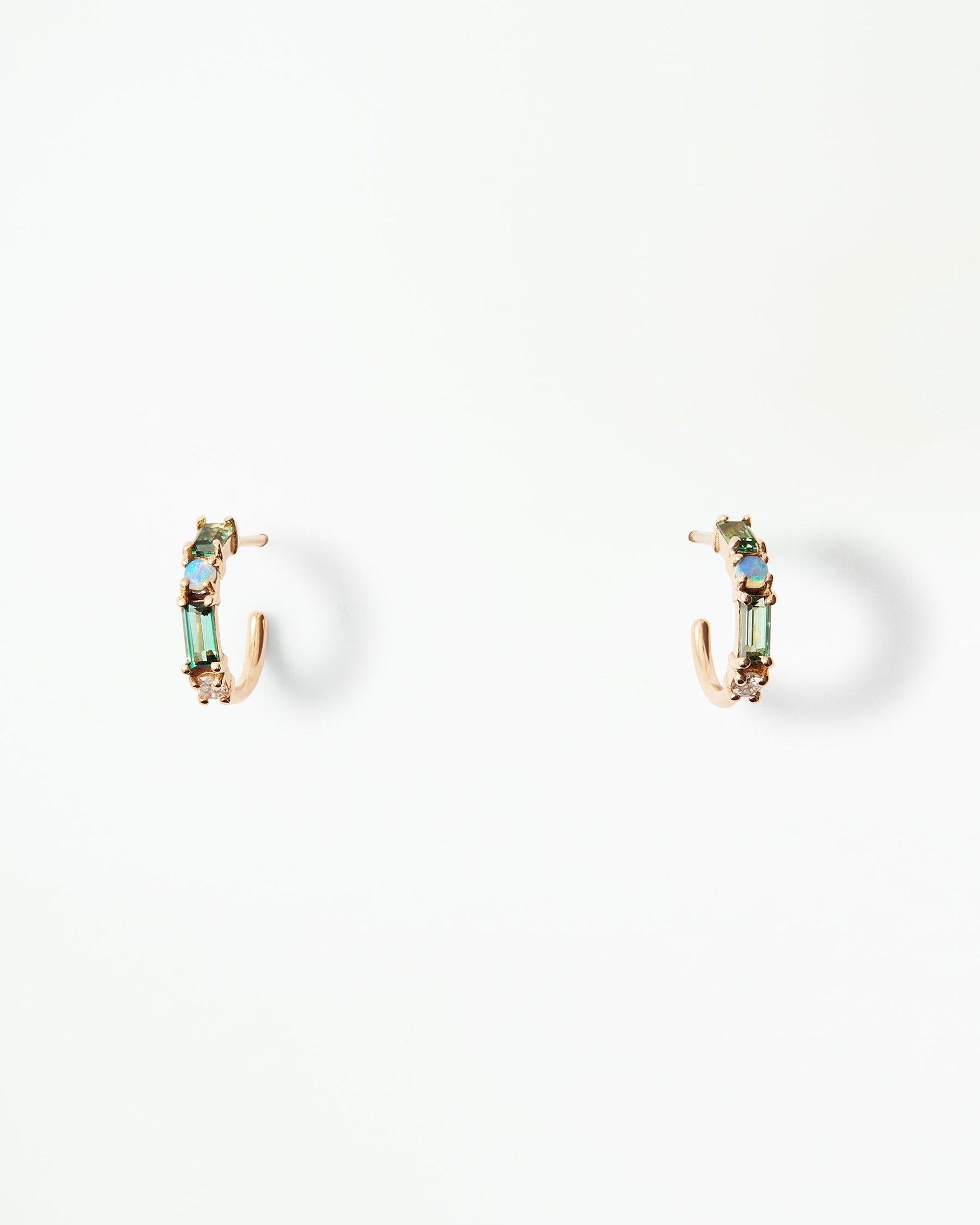 Tourmaline and Diamond Pillar Hoop Earring