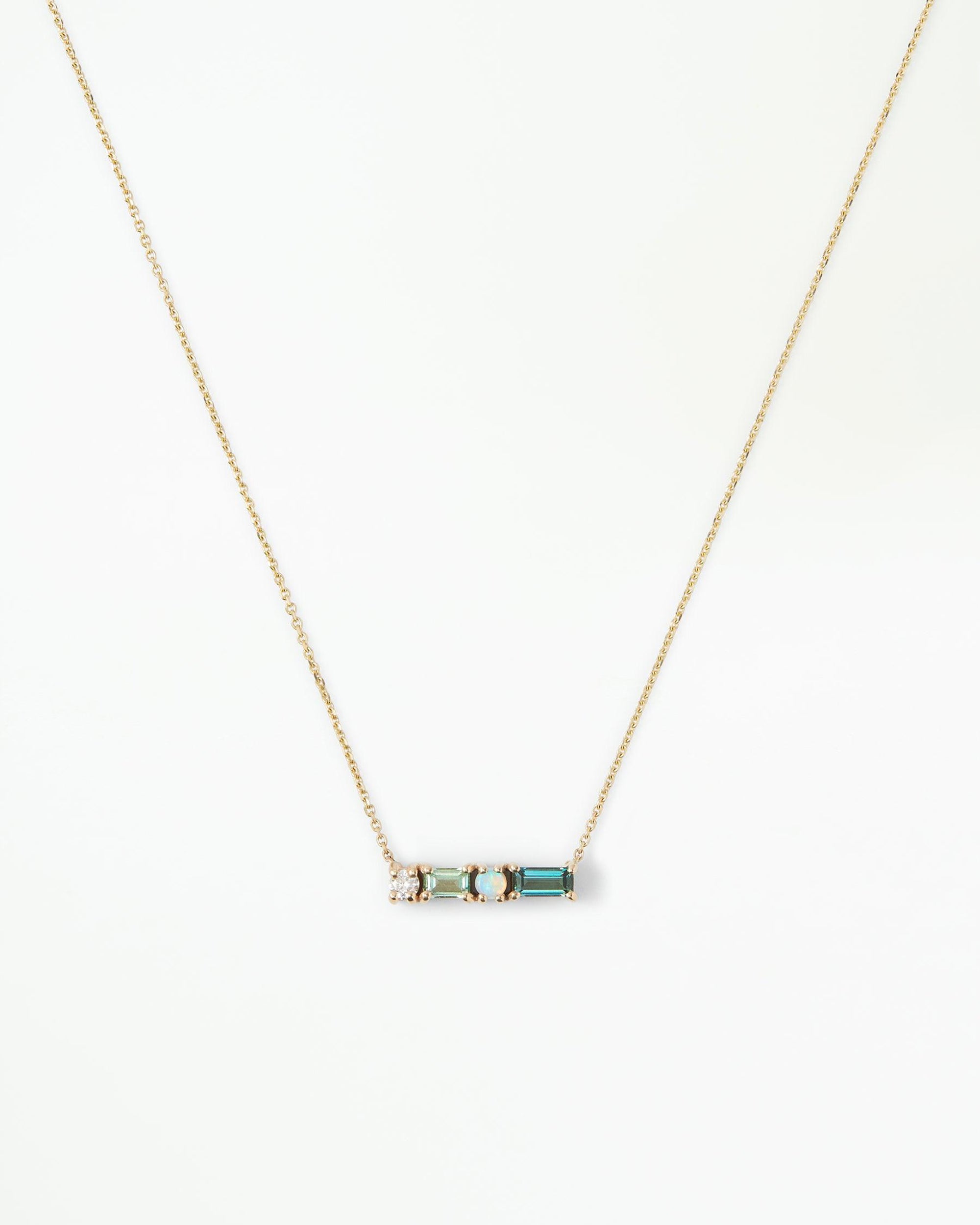 Tourmaline and Diamond Pillar Necklace