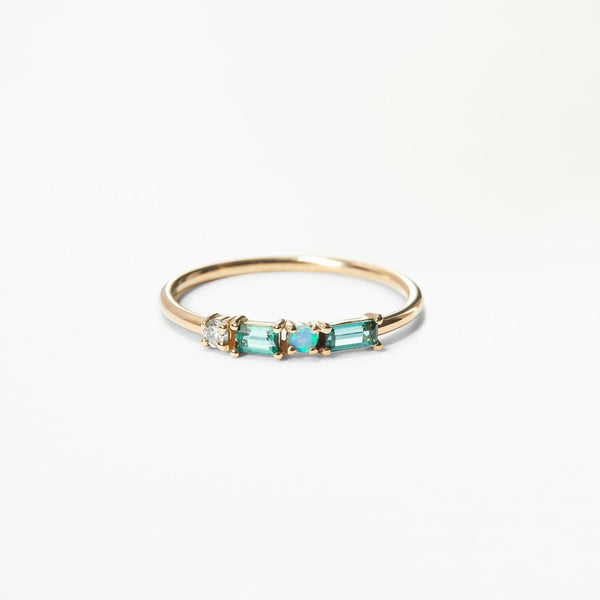 Tourmaline and Diamond Pillar Ring