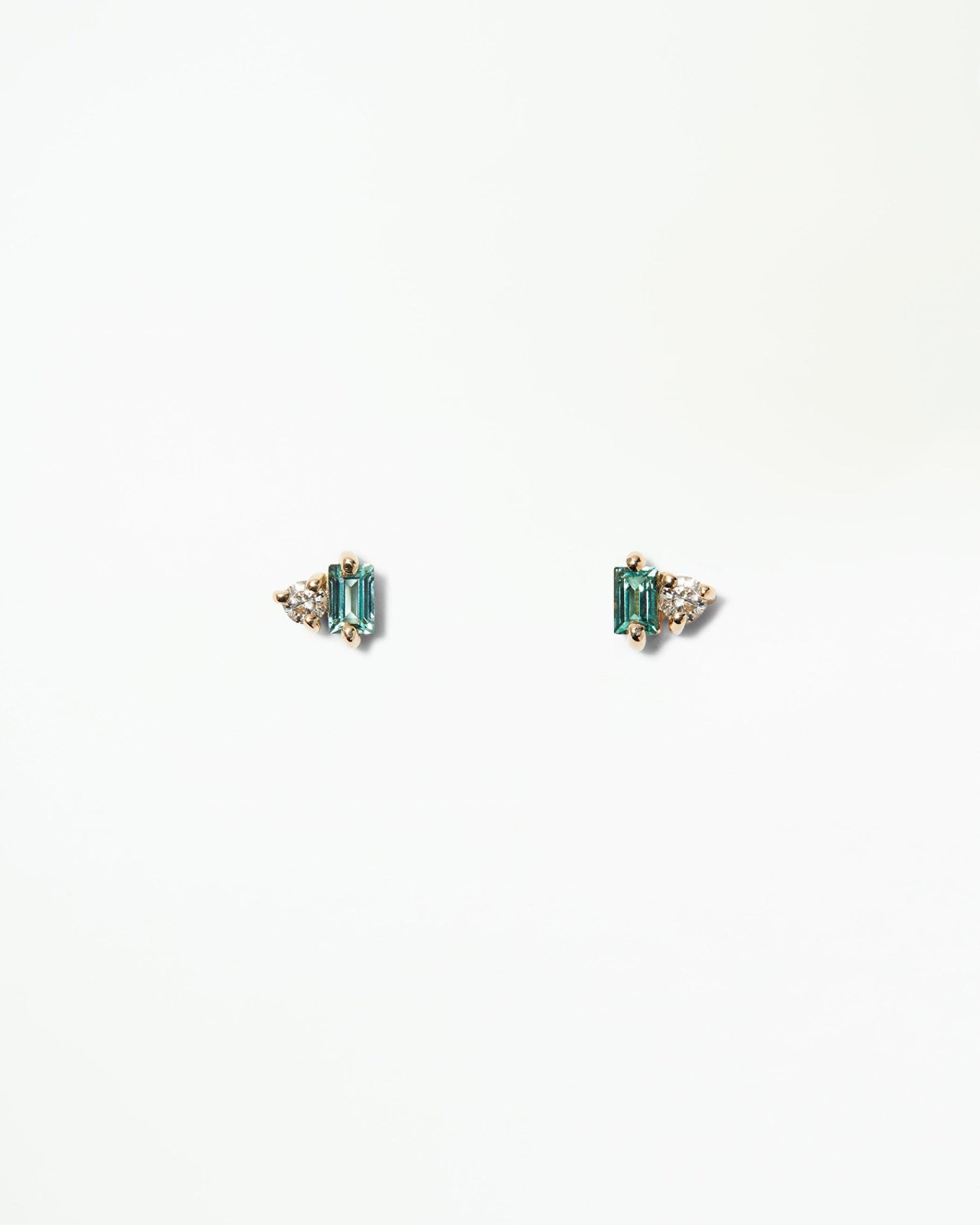 Tourmaline and Opal Column Stud Earring