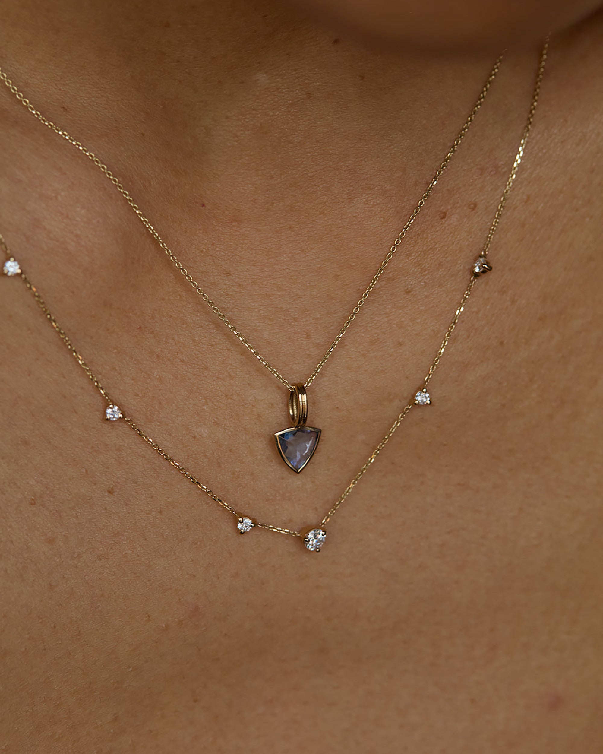 Trillion Cut Sapphire Rain Pendant No. 13