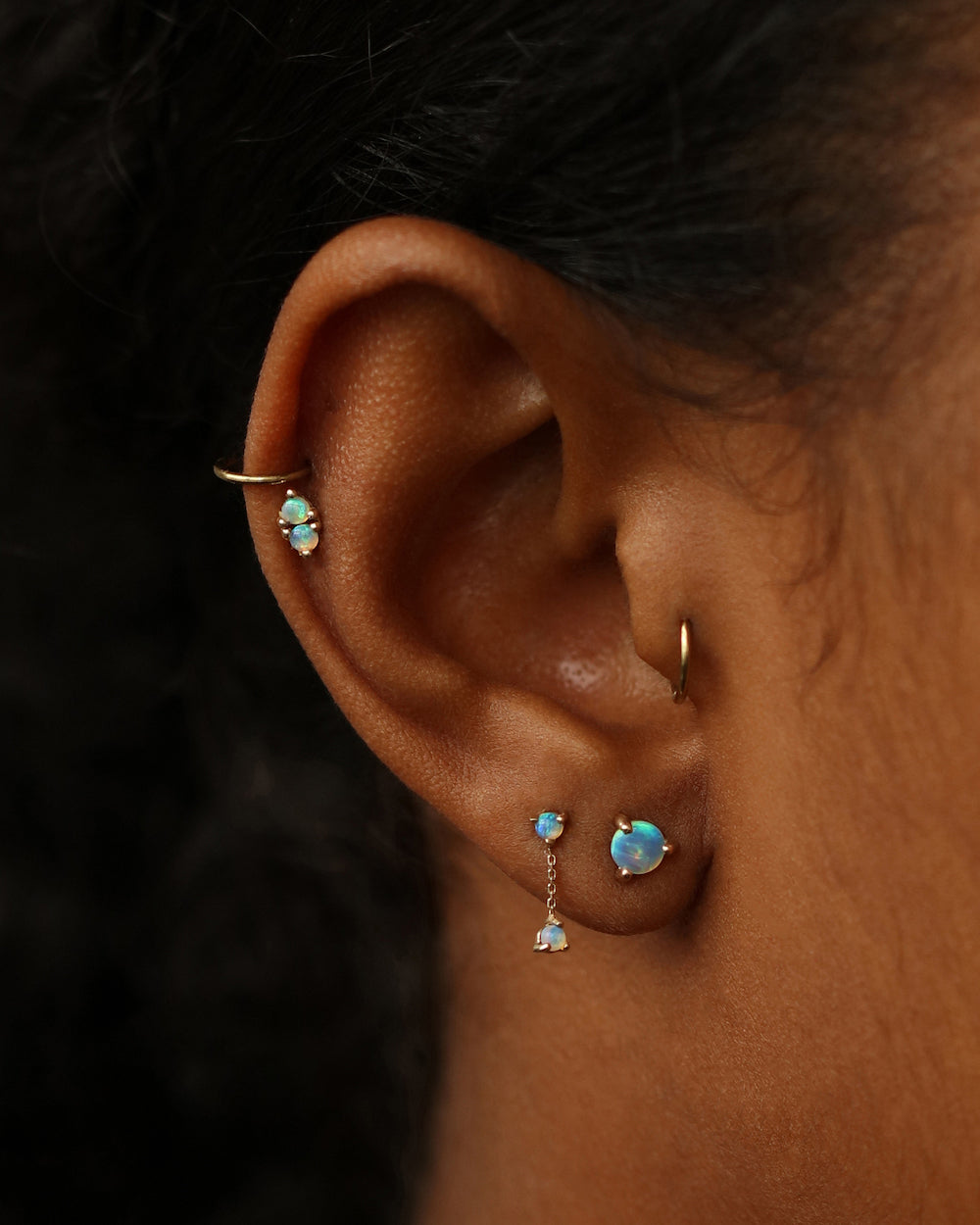 Small Opal Two-Step Chain Earring