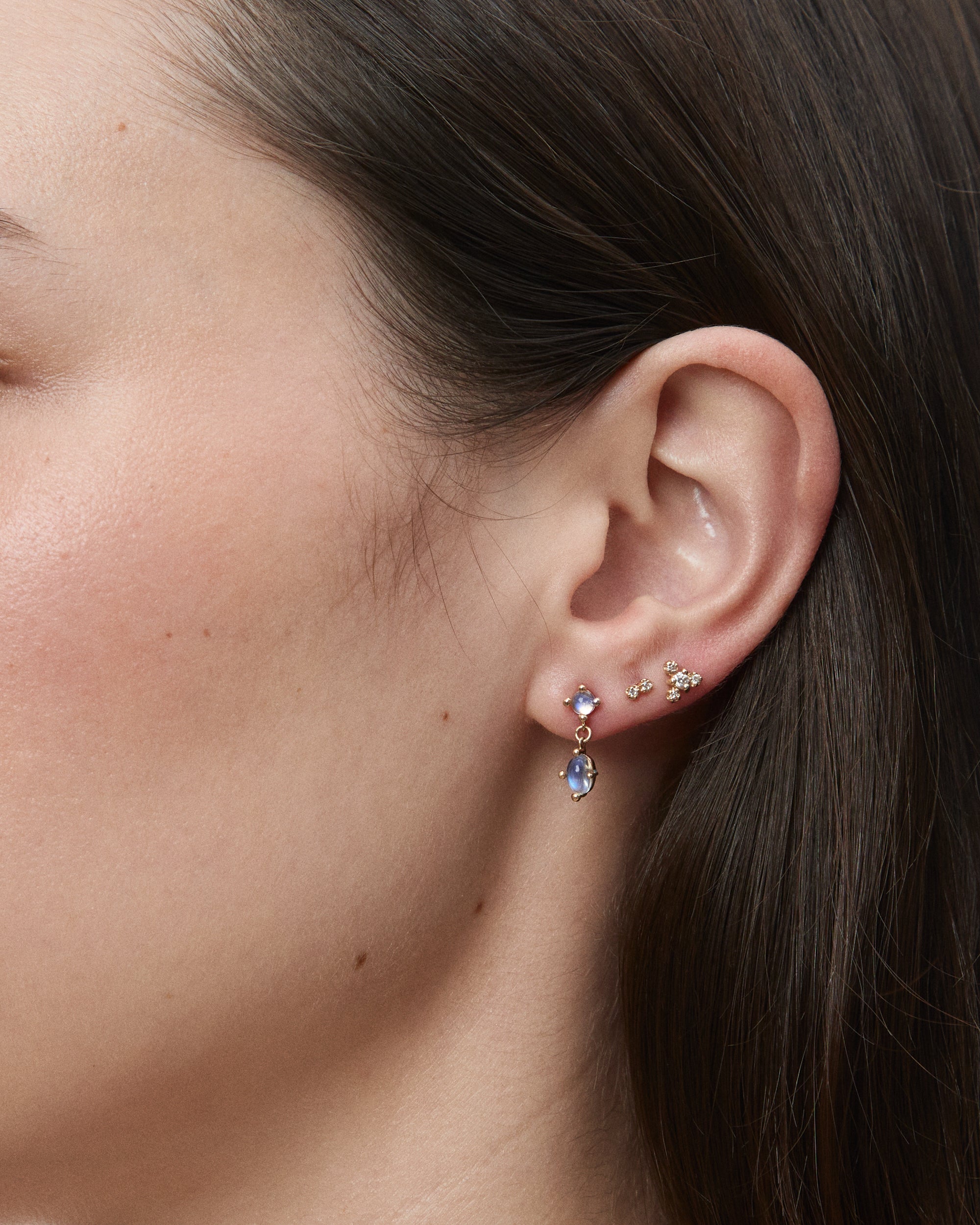 Oval Moonstone Drop Earring