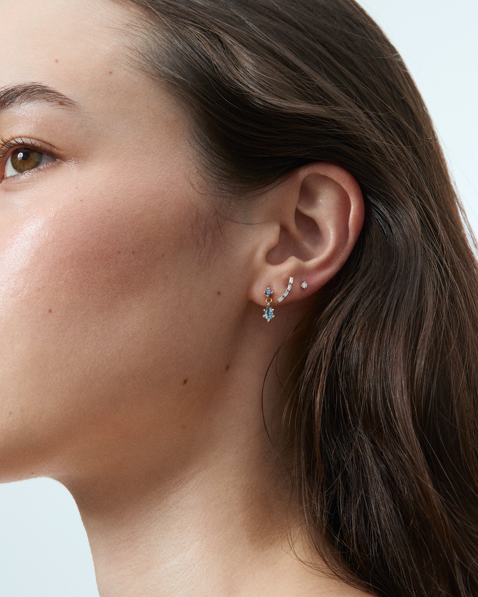 Sapphire and Aquamarine Drop Earring