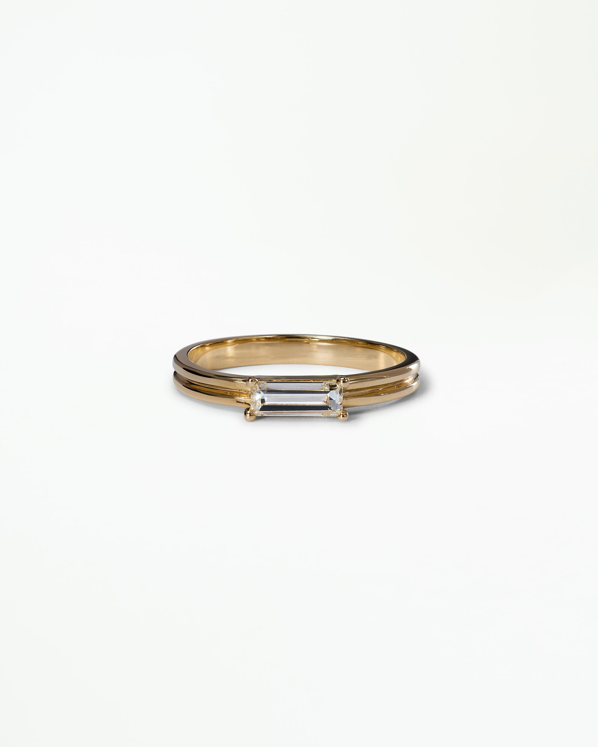 Baguette Cut Diamond Ridge Solitaire Ring No. 13