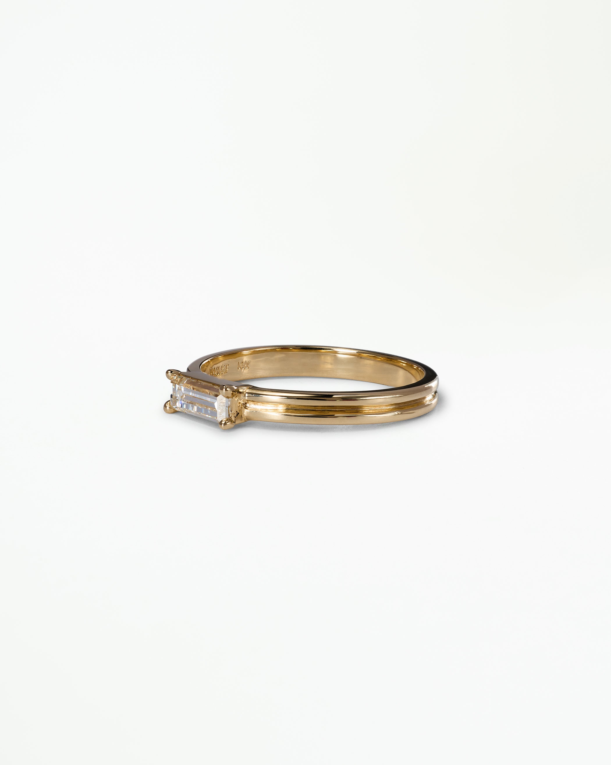 Baguette Cut Diamond Ridge Solitaire Ring No. 13
