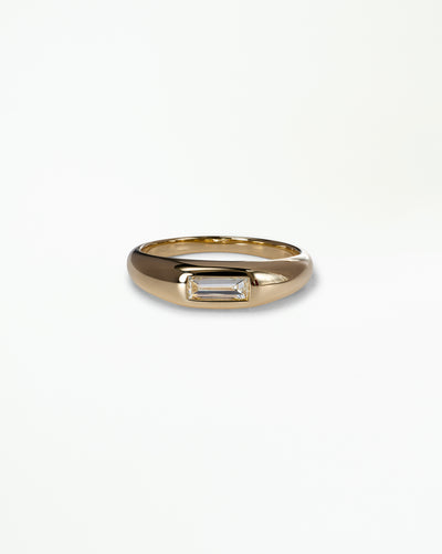 Baguette Cut Diamond Soft Signet Ring No. 8