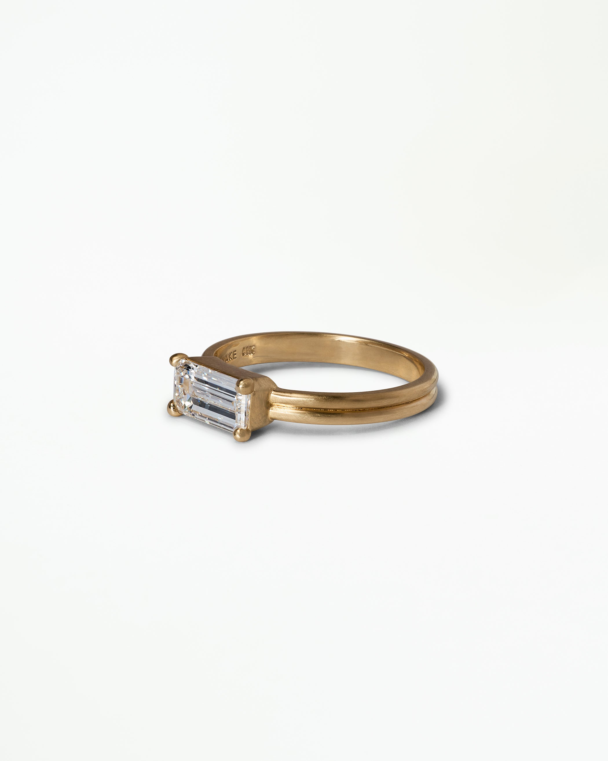Emerald Cut Diamond Ridge Solitaire Ring No. 12