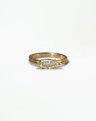 Marquise Step Cut Diamond Beaded Solitaire Ring No. 13