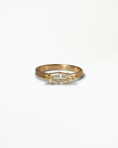 Marquise Step Cut Diamond Beaded Solitaire Ring No. 13