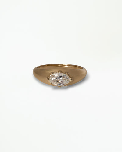 Oval Cut Diamond Beaded Signet Ring No. 3