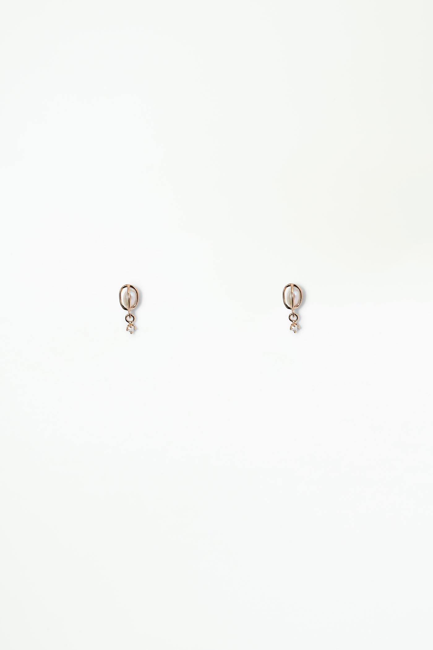 Caged Pearl & Diamond Drop Earring - Single