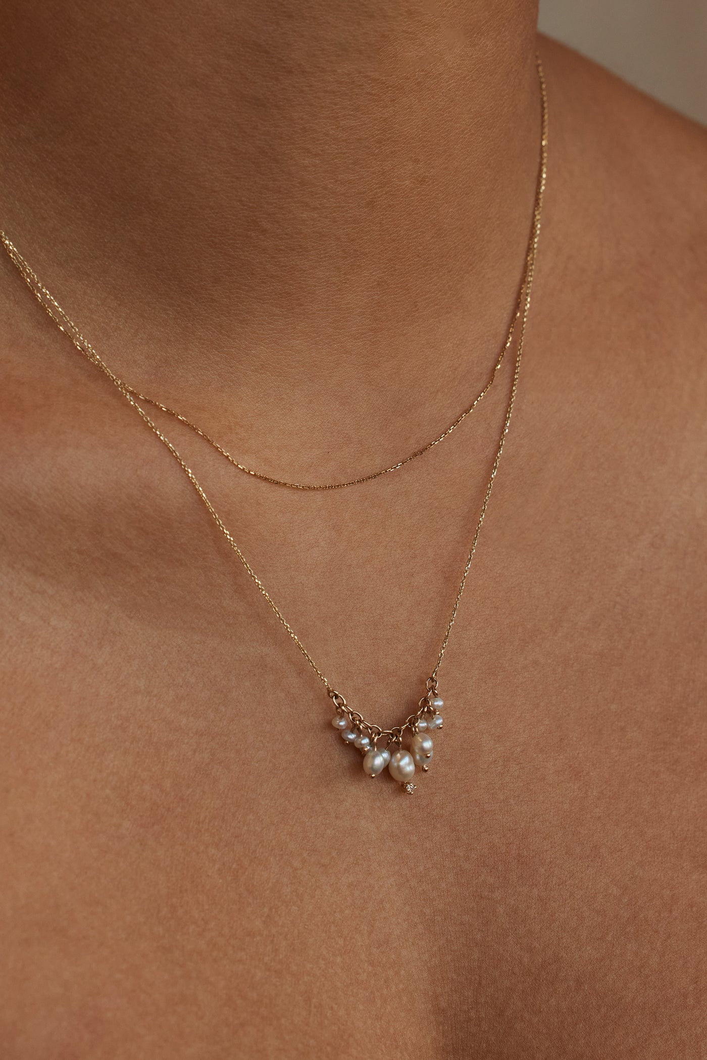 Shadow Diamond & Pearl Necklace