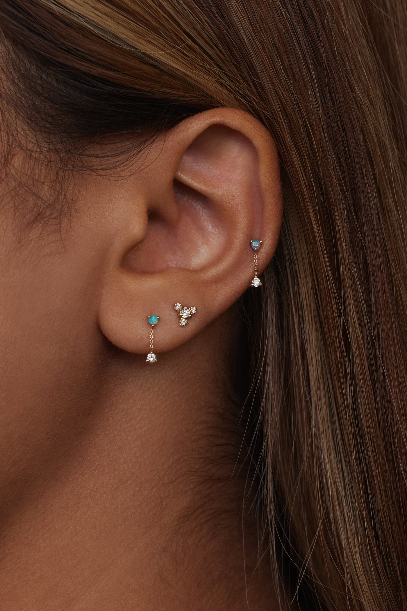 14K Two-tone Diamond Dangle Post Earrings – Lireille