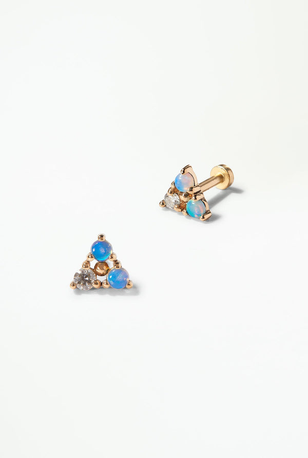 Tri-Opal and Diamond Earring - Flat Back - WWAKE