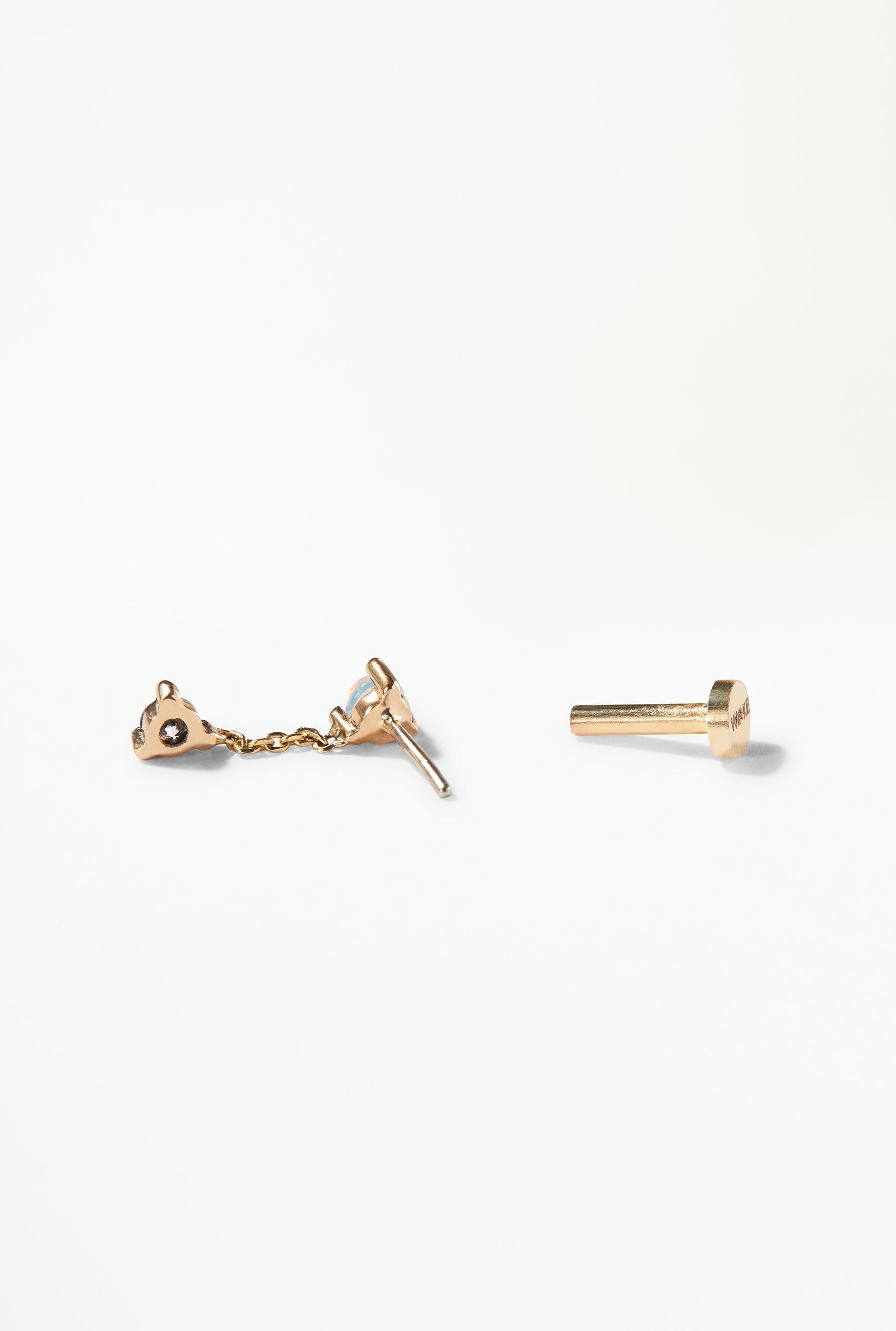 Small Two-Step Chain Earring - Flat Back - Single 5mm