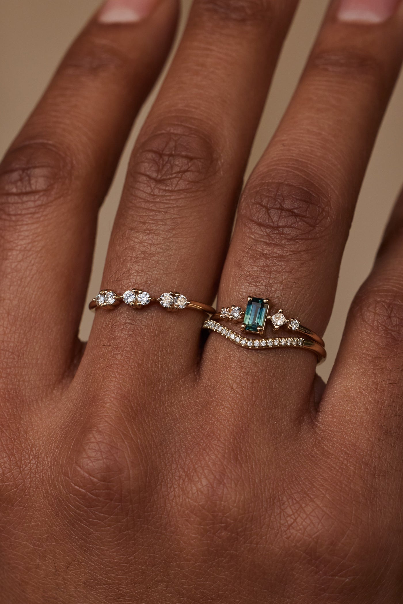 Emerald Cut Sapphire and Diamond Mosaic Ring No. 37