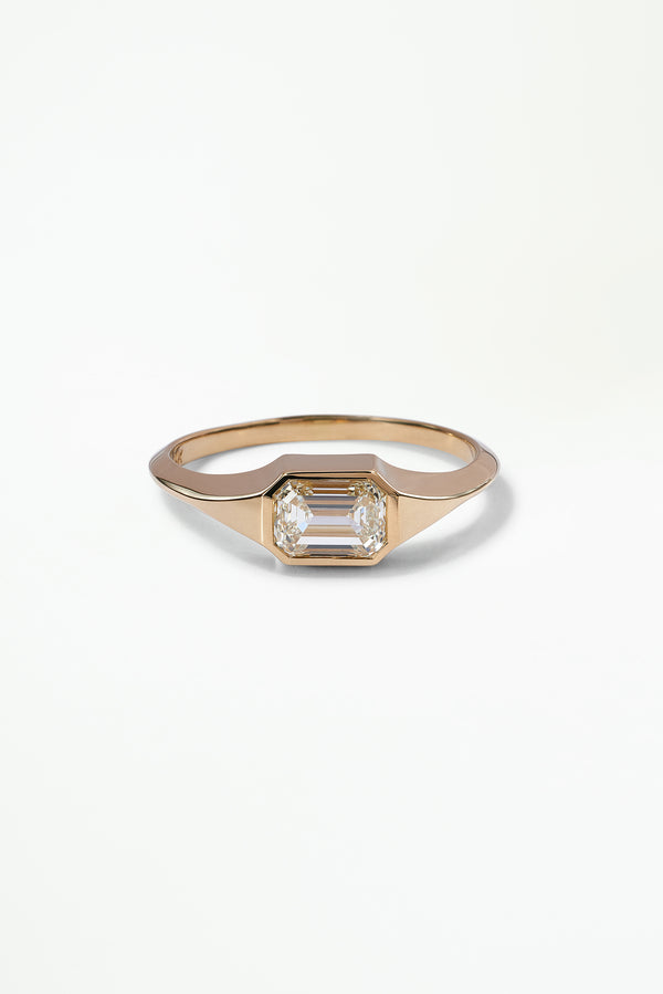 Large Emerald Cut Diamond Signet Ring