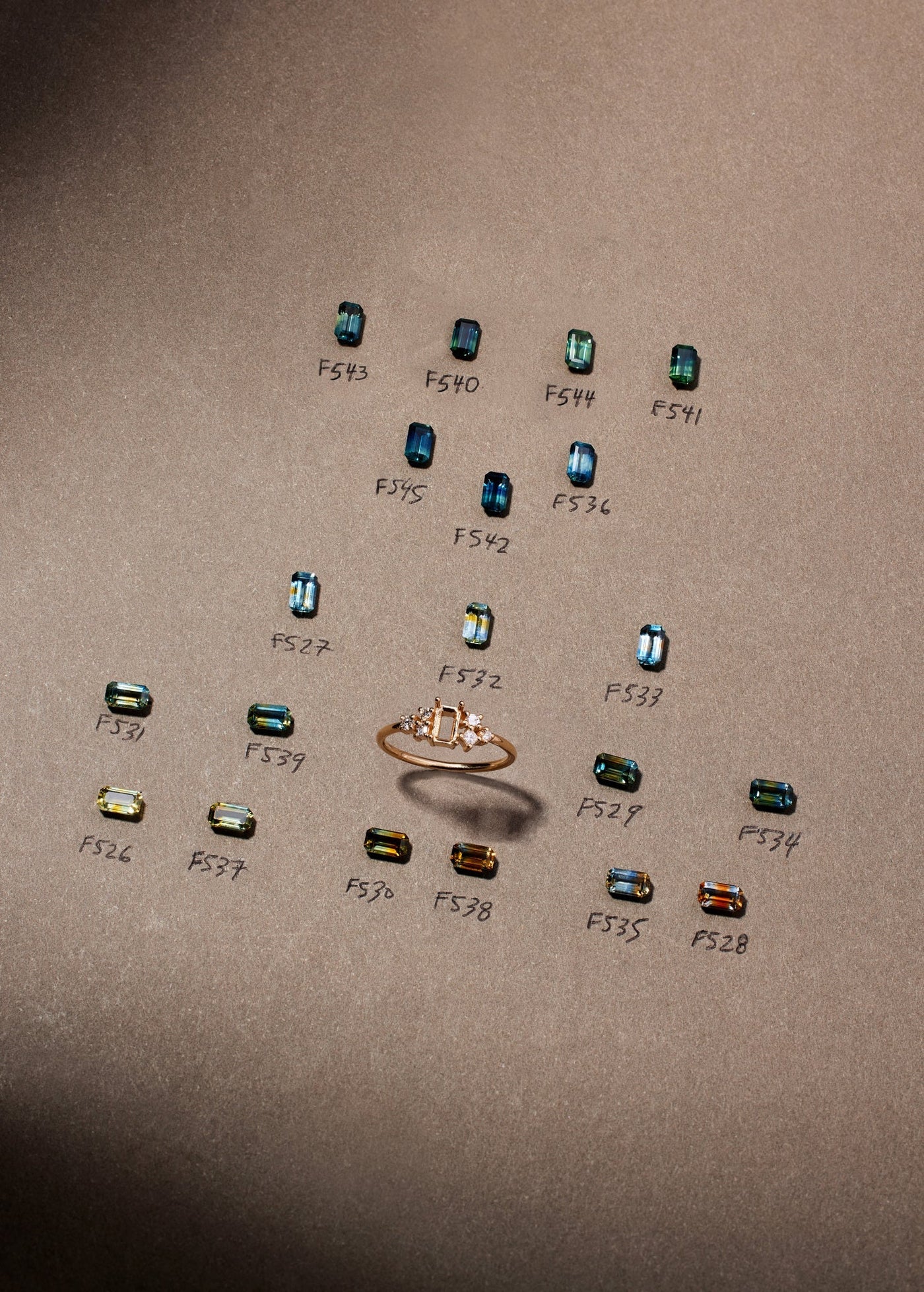 Emerald Cut Sapphire and Diamond Mosaic Ring No. 37