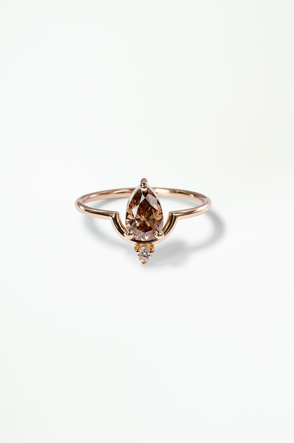 One of a Kind Pear Brilliant Cut Diamond Nestled Ring No. 3