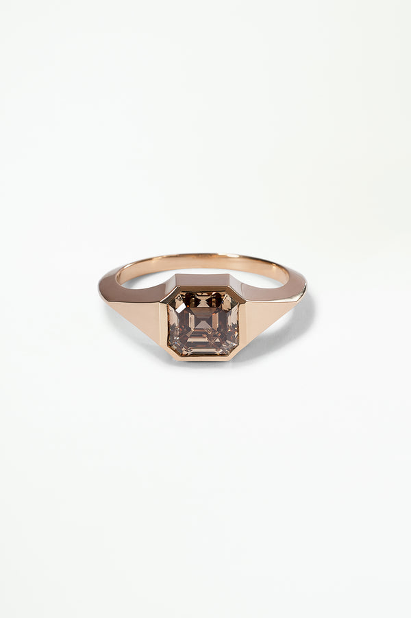 One of a Kind Emerald Cut Diamond Signet Ring No. 38