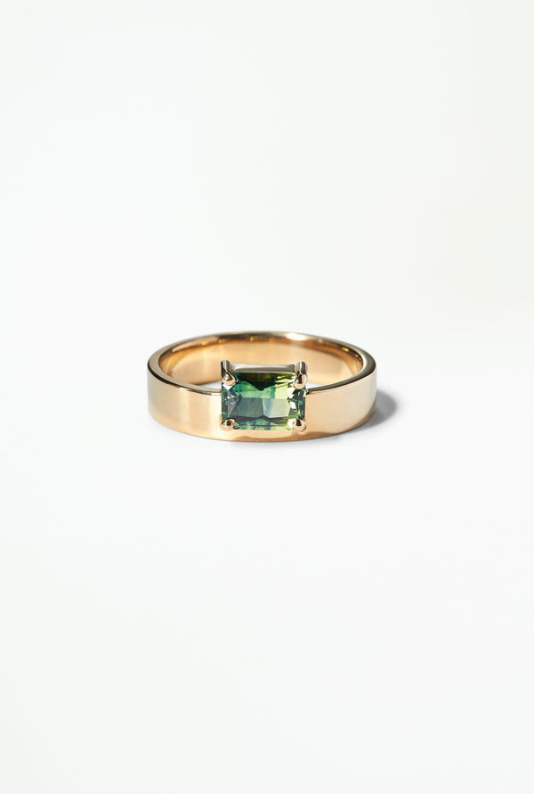 One of a Kind Emerald Cut Sapphire Monolith Ring - WWAKE
