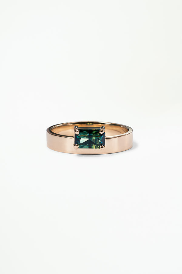 One of a Kind Emerald Cut Sapphire Monolith Ring No. 2