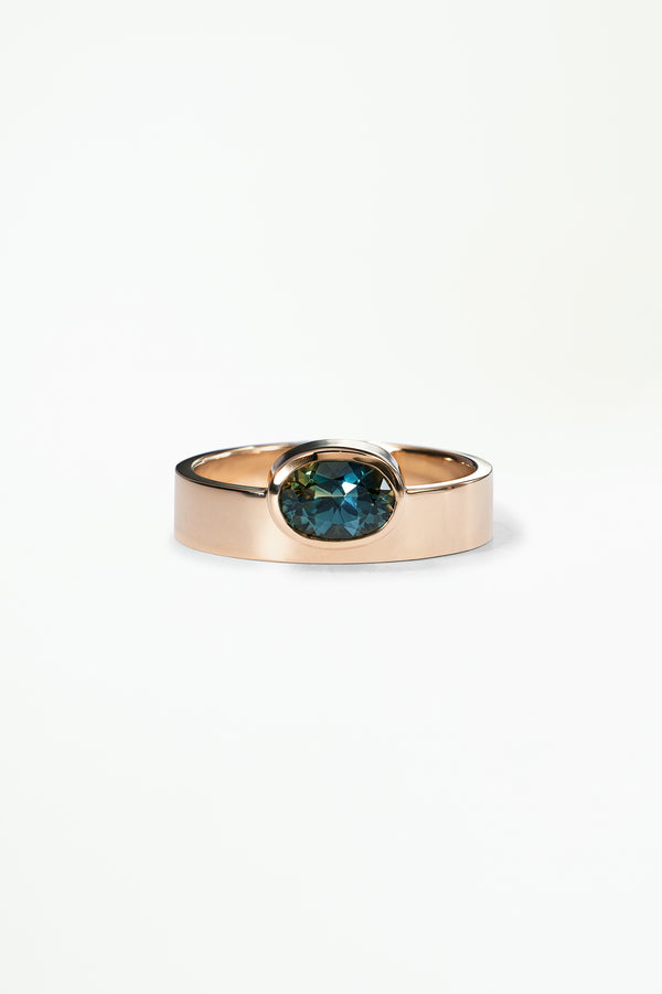 One of a Kind Oval Brilliant Cut Sapphire Monolith Ring No. 4