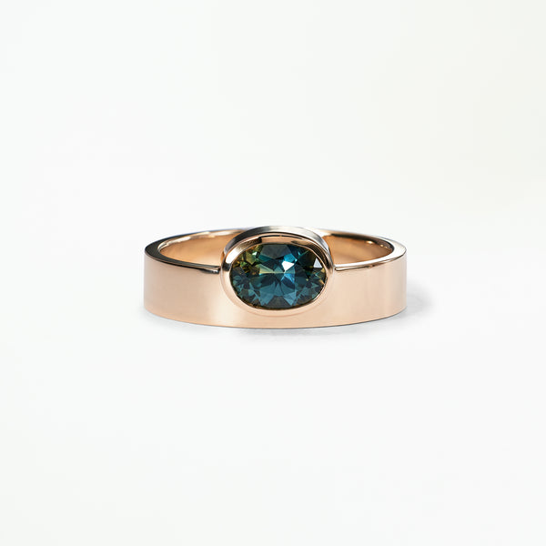 One of a Kind Oval Brilliant Cut Sapphire Monolith Ring No. 4