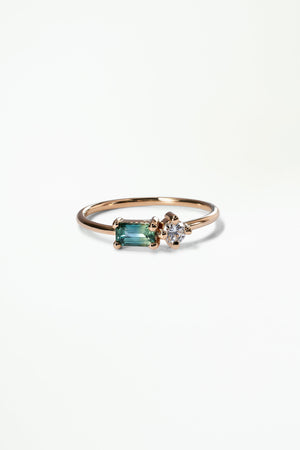 Emerald Cut Sapphire and Diamond Mosaic Ring No. 43