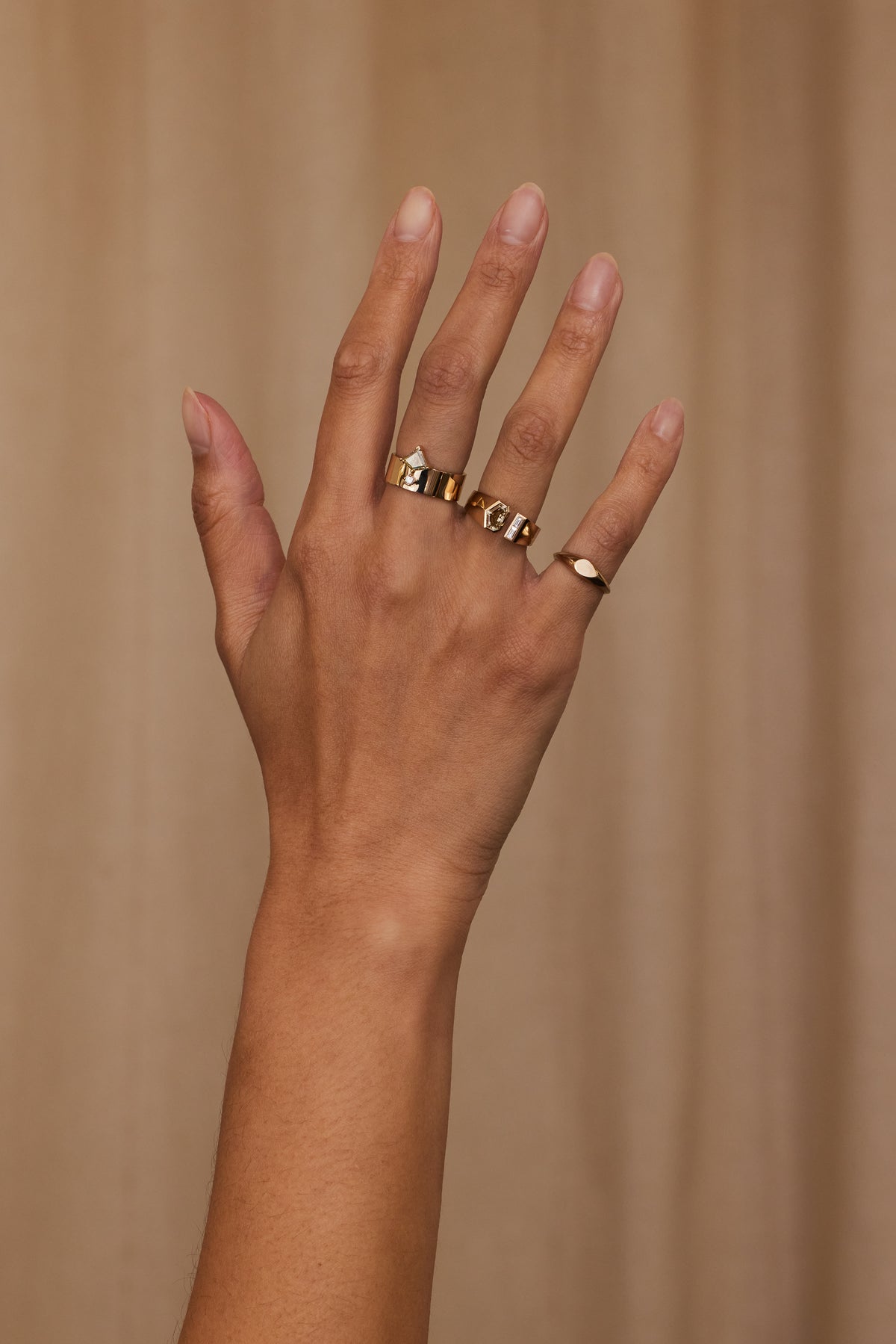 Shield Step Cut Diamond Dyad Signet Ring No. 10