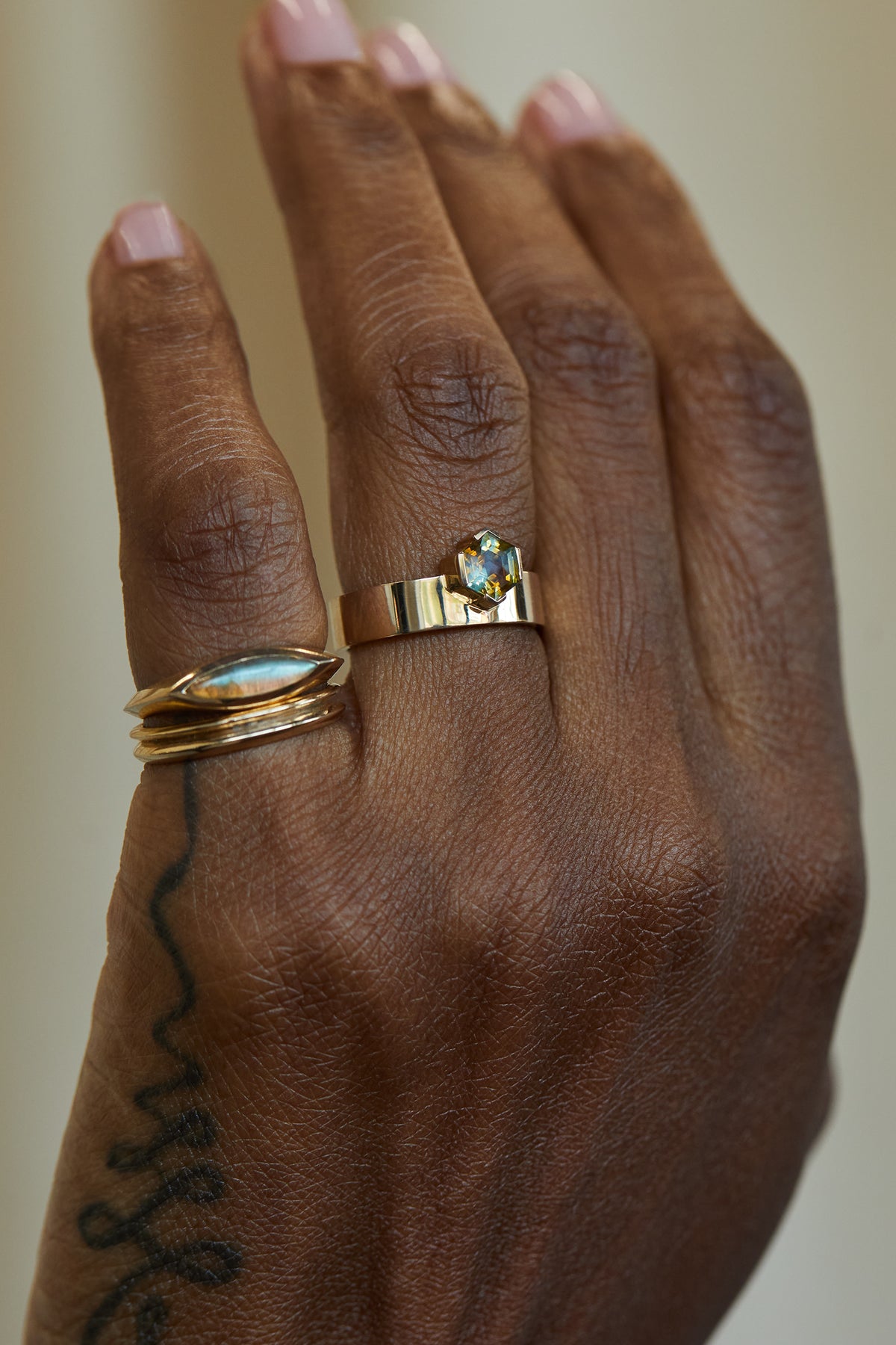 Hexagon Sapphire Monolith Ring
