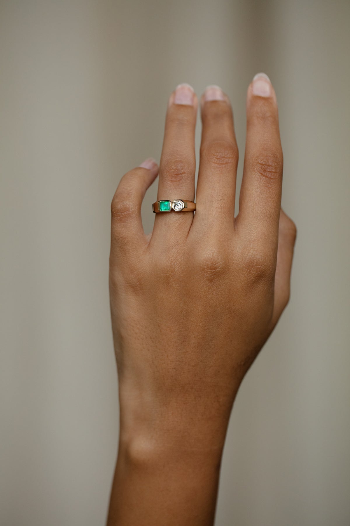 Diamond and Emerald Dyad Signet Ring No. 4