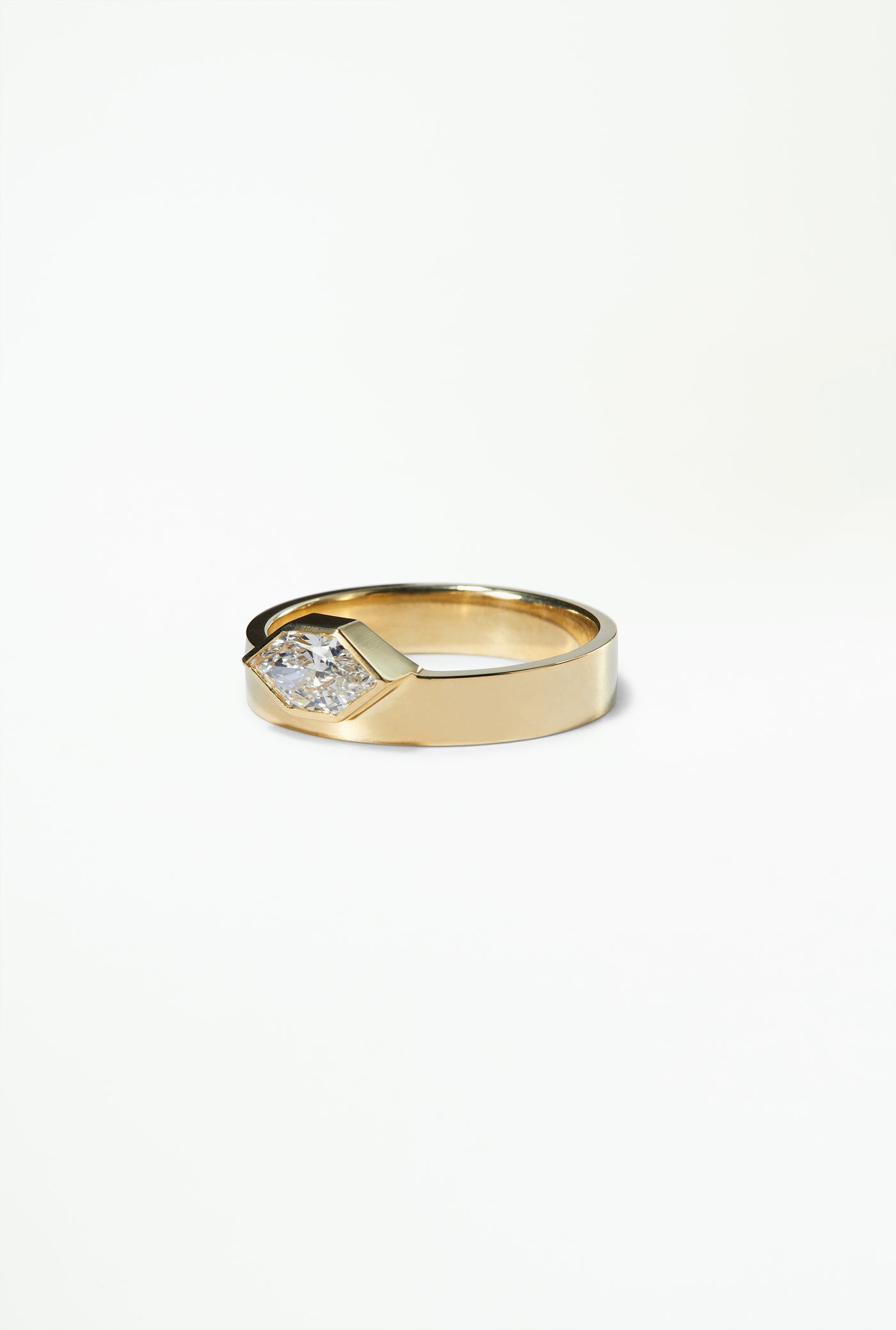 One of a Kind Elongated Hex Cut Diamond Monolith Ring