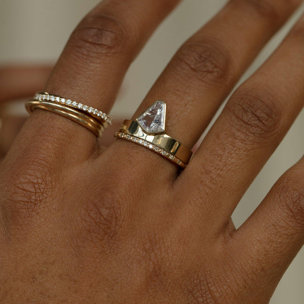 One of a Kind Shield Diamond Monolith Ring - WWAKE