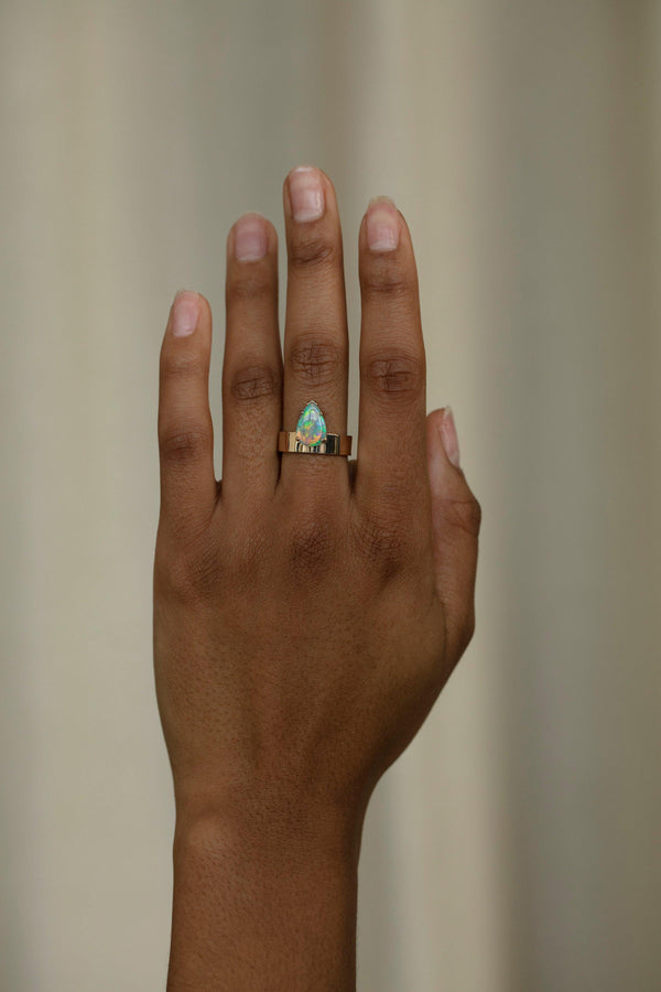One of a Kind Pear Opal Monolith Ring - WWAKE