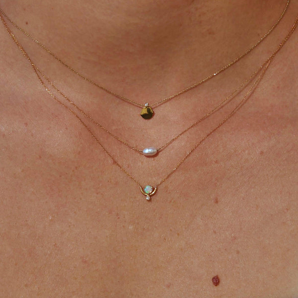 Medium Disc Necklace with Diamond - WWAKE