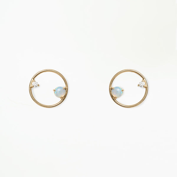 Opal and  Diamond Circle Earring - WWAKE
