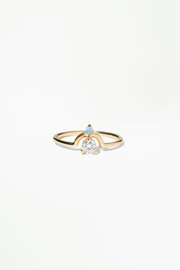 Small Nestled Diamond and Opal Ring - WWAKE
