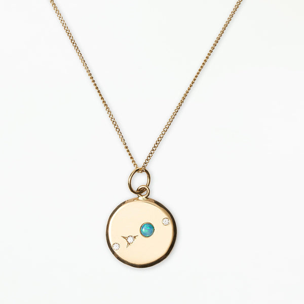 Small Medallion Four Stone Necklace - WWAKE