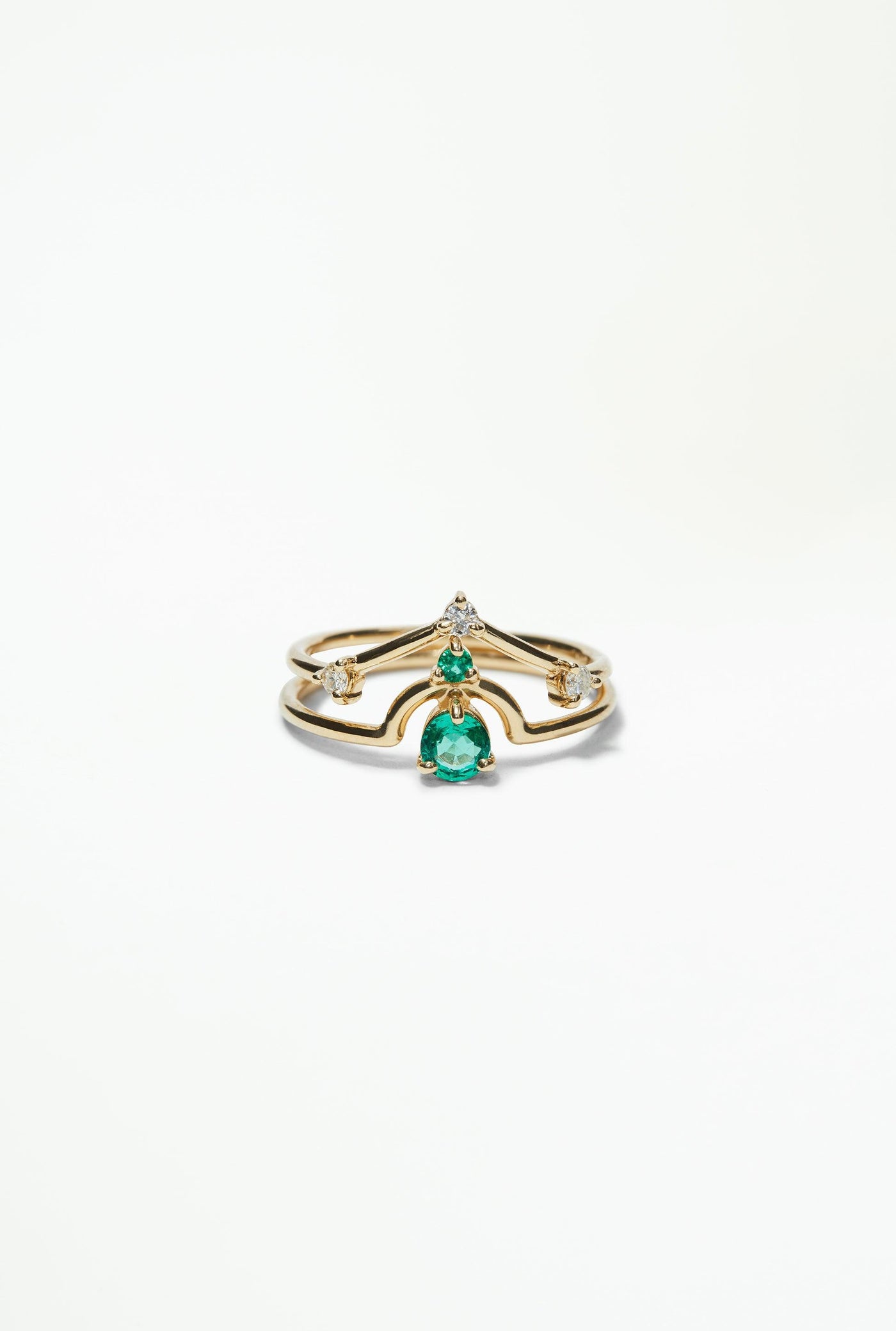 Nestled Emeralds & Three-Step Triangle Ring Pairing - WWAKE