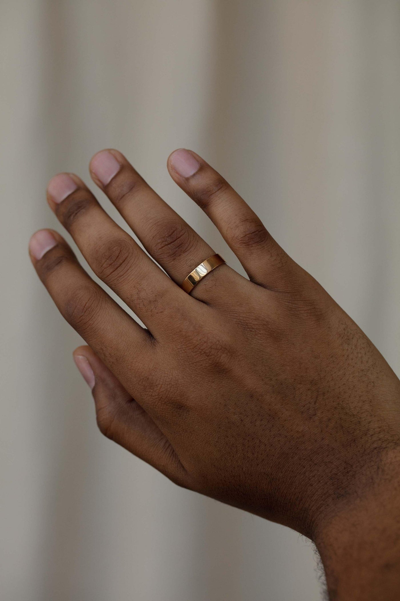 Flat Wedding Band, 4mm 14k Yellow Gold1